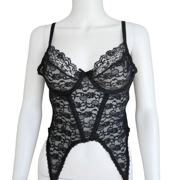 70s vintage goth lace corset - Picture 2 of 6